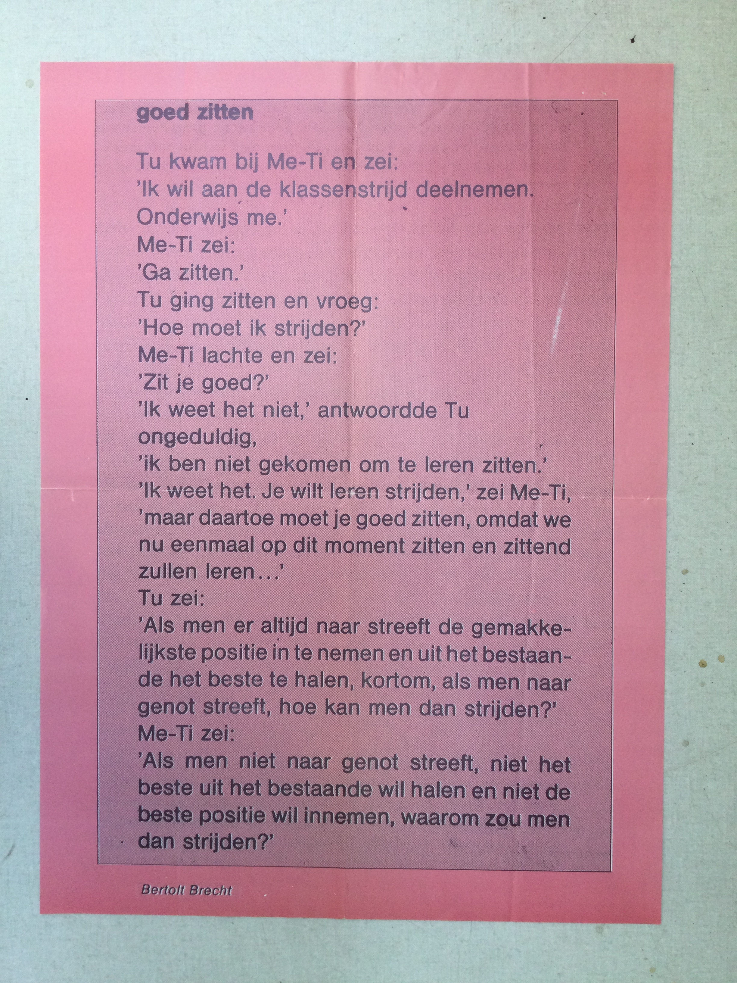 Goed zitten (bertold brecht) Goed zitten (bertold brecht)