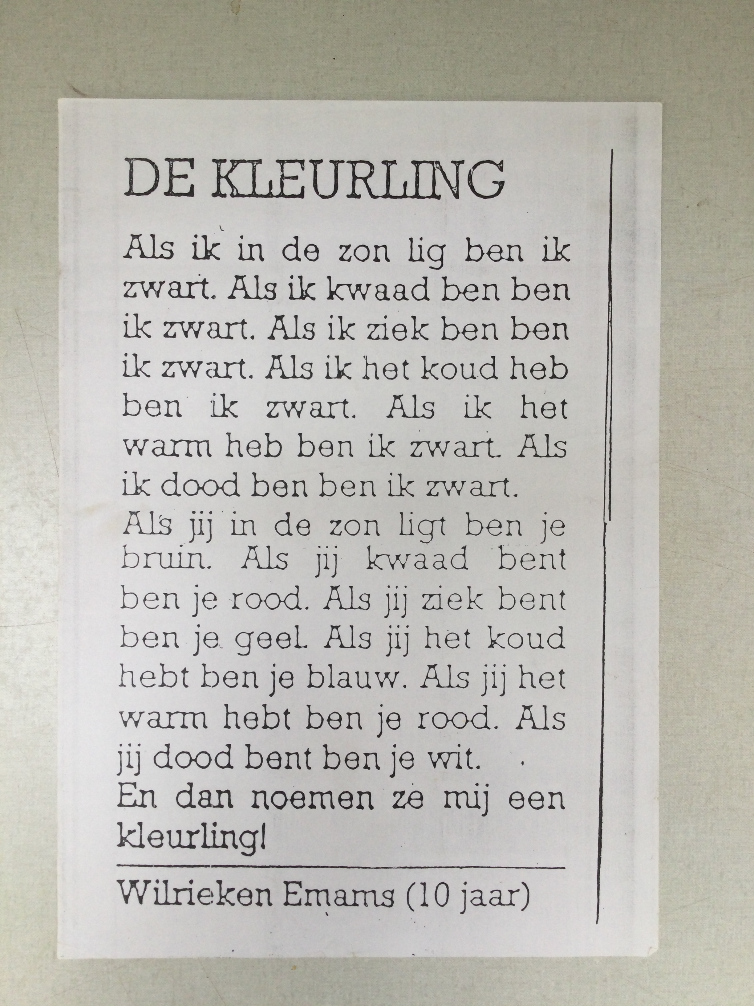 "De Kleurling" -- Wilrieke Emams (10) "De Kleurling" -- Wilrieke Emams (10)